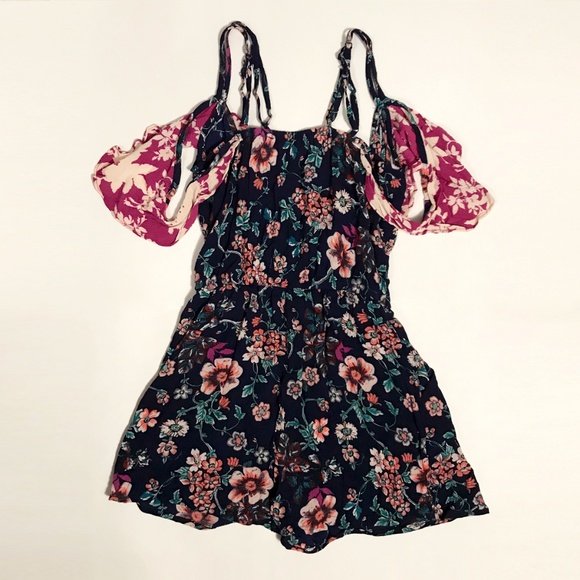 Xhilaration Floral Cold Shoulder Romper - Picture 2 of 8